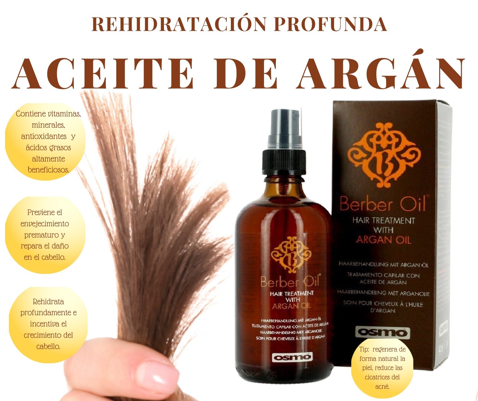 ACEITE DE ARGÁN POTENTE REPARADOR DE CABELLO Y PIEL